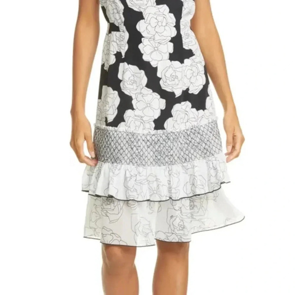 DYVNA Silk Chacha Ruffle Floral Belted Dress Size 4 NWT - Picture 3 of 12